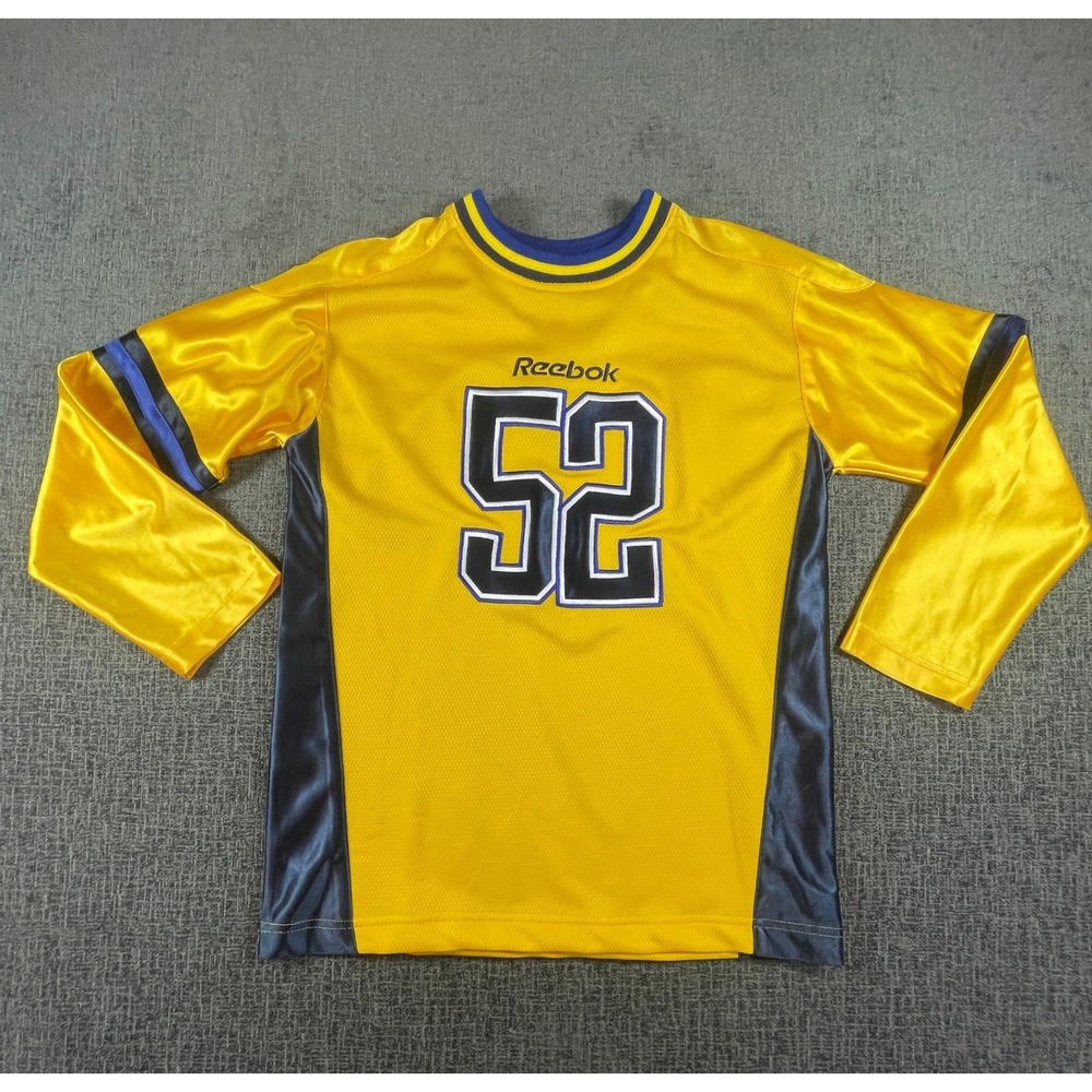 Reebok Kids Jersey Yellow Navy Blue Long Sleeve 52 Mesh Medium 10/12 NWT VTG Y2K